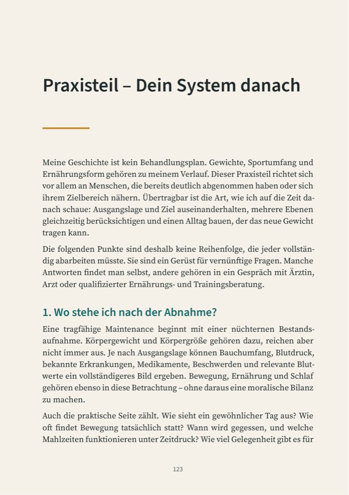 Buchseite: Praxisteil – Dein System danach